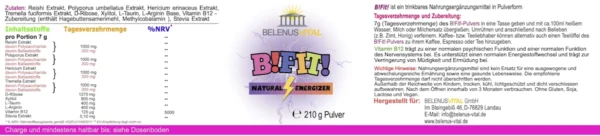 Belenus Vital B!FIT! Arginin natürlich Energizer Vitalpilze Konzentration